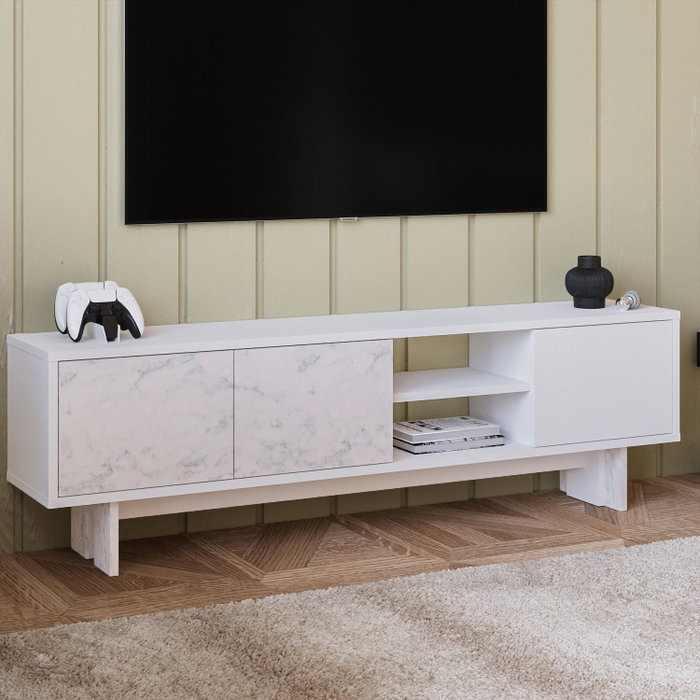 Hanah Home Ravello Soporte para TV Blanco y Mármol Hanah Home Ravello Soporte para TV Blanco y Mármol